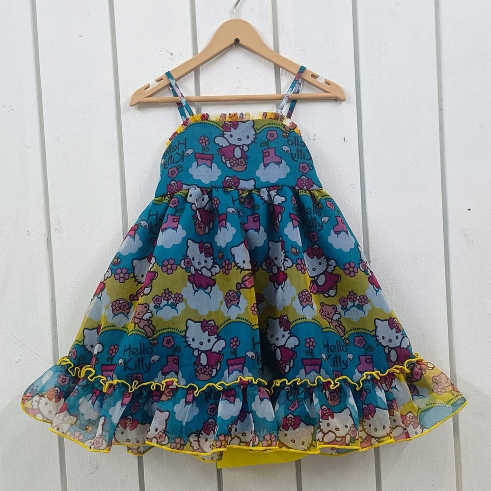 OhShana! Sanrio Hello Kitty HK Floral Clouds Boutique Dress Size 2T Oh Shana